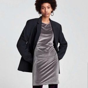 Zara Oversized Velvet Mini Dress, Textured